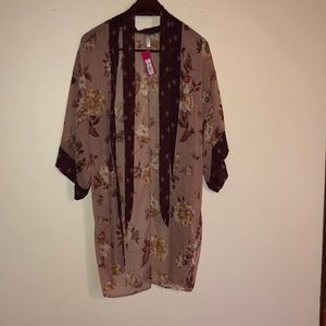 Lace Trim Kimono Cover Up - Xhilaration 👘